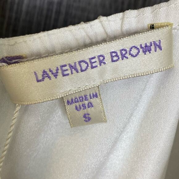 NWT Lavender Brown White Silk Tulip Mini Dress Women's Small - Picture 4 of 9